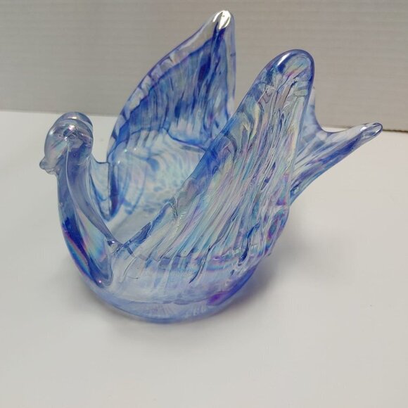 Chalet - Rossi Blue Carnival Irradato Glass Bomboniere Whimsey Handmade Canada - Picture 9 of 9